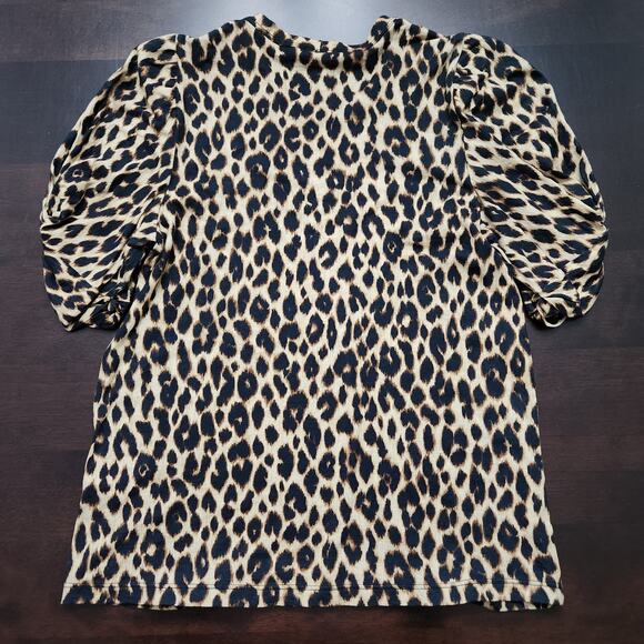 A.L.C. Leopard Print Puff Sleeve Blouse Size Small - Picture 5 of 5